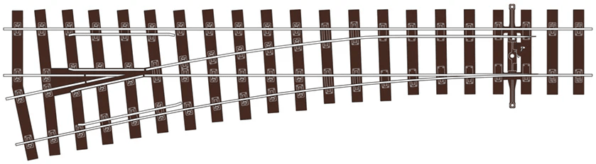 PECO SL - U1196 HO/OO Scale Bullhead Code 75 Medium Radius Left Hand Turnout with Unifrog - Oakville Model Trains Depot
