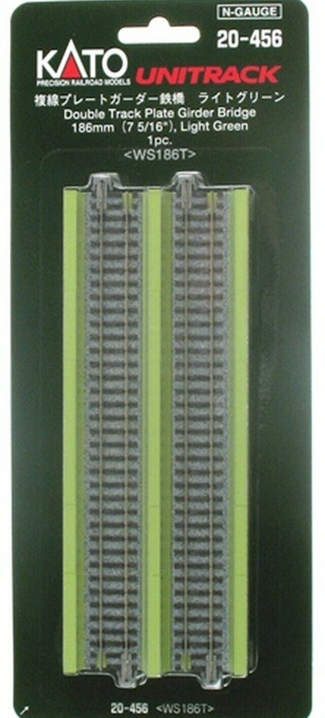 Kato 20-456 N Scale Unitrack 186mm (7 5/16") Double Plate Girder Bridge - Green