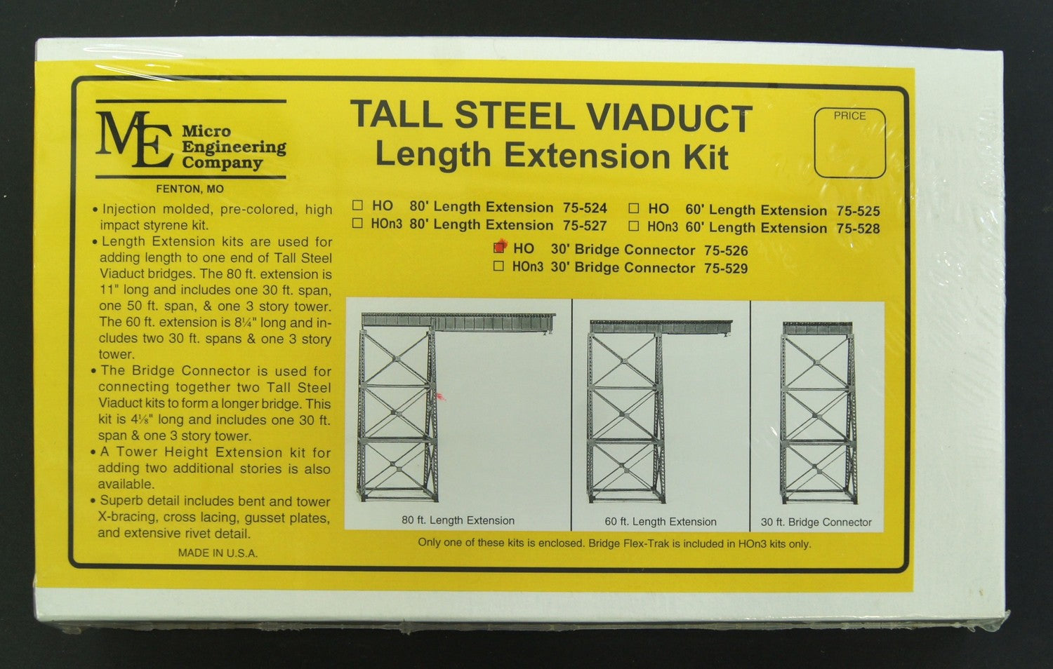 Micro Engineering 75-526 HO Scale 30" Bridge Connector Tall Steel Viaduct Kit