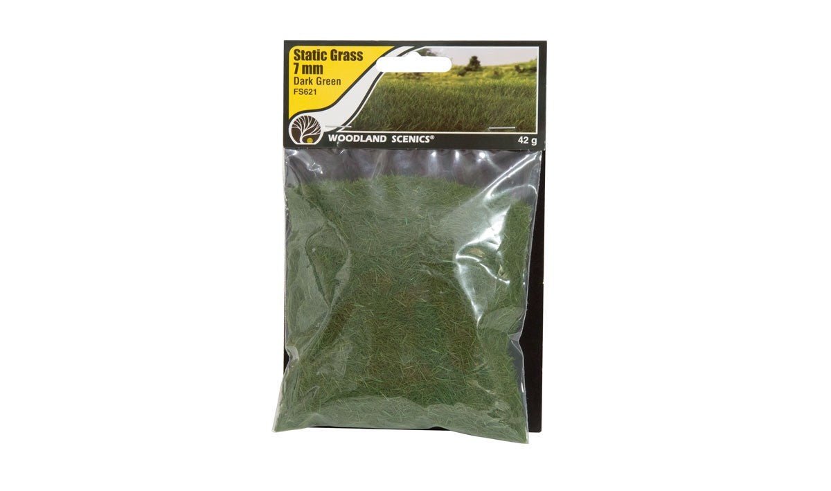 Woodland Scenics FS621 Static Grass Dark Green 7mm - Oakville Model Trains Depot
