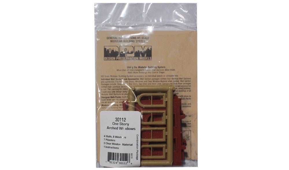 DPM 30112 HO Scale MBS One - Story Arched Window Wall Section - Oakville Model Trains Depot