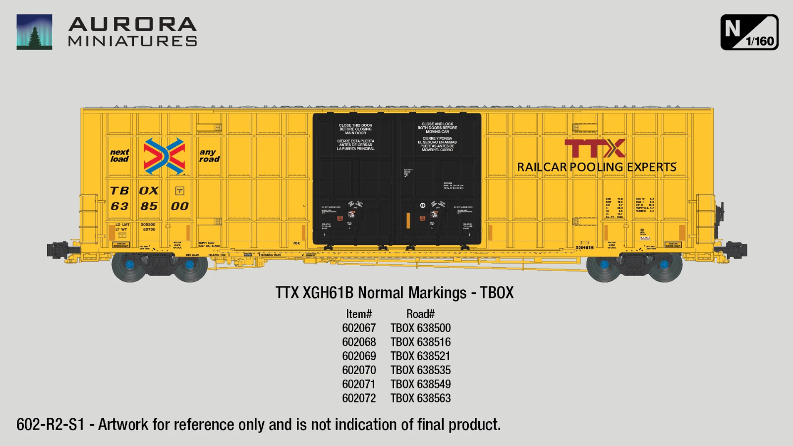 Aurora Miniatures 602070 N Greenbrier 7550 cf 60’ Plate F Boxcar #638535 - New