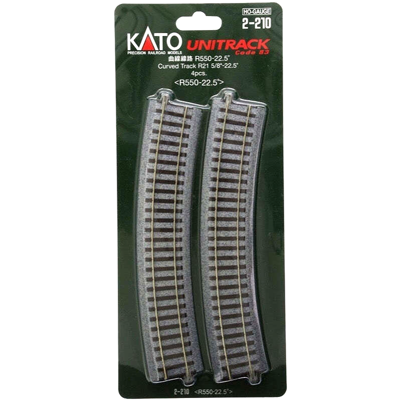 Kato 2-210 HO Scale Unitrack R550mm (R21 5/8") Radius 22.5° Curve - 4 pcs