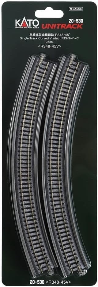 Kato 20-530 N Scale 348mm (13-3/4") Single Track Radius 45-Degree Viaduct - 2pcs