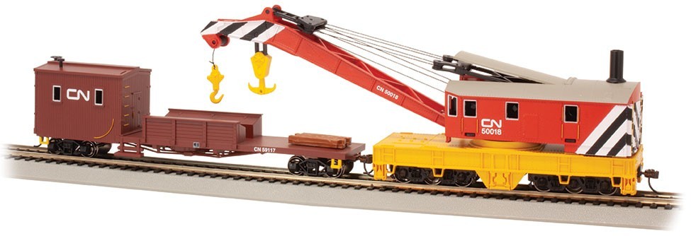 Bachmann 16104 HO Scale 250-Ton Steam Crane & Boom Tender - Canadian National