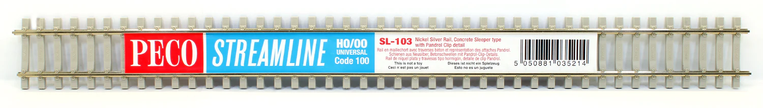 Peco SL-103 HO/OO Scale Code 100 Flex Track Concrete Ties 36" 10pcs - New