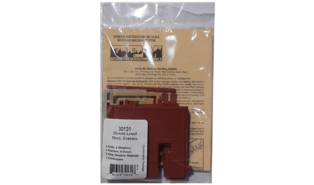 DPM 30131 HO Scale MBS Street Level Rectangular Entry Wall Section - Oakville Model Trains Depot