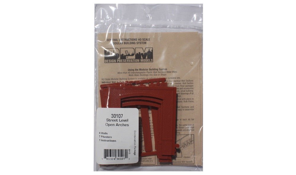 DPM 30107 HO Scale MBS Street Level Open Arch Wall Section - Oakville Model Trains Depot