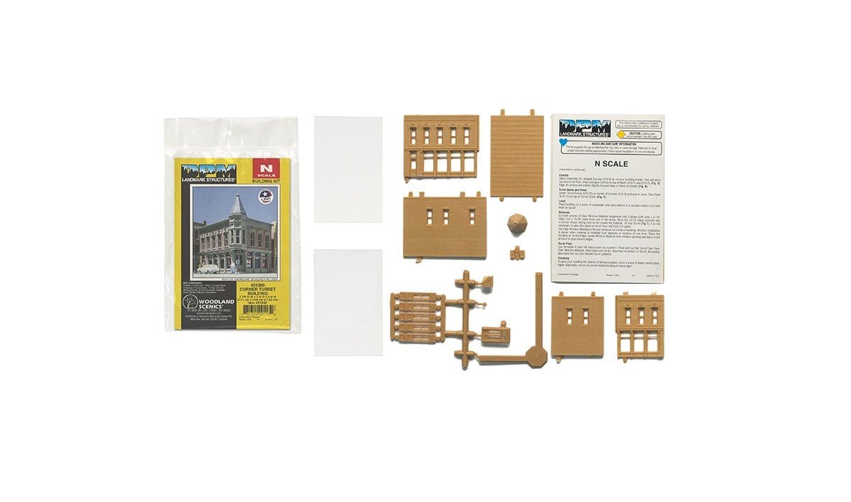 DPM 51300 N Scale Corner Turret Building Kit (Distinctive Corner Building) - Oakville Model Trains Depot