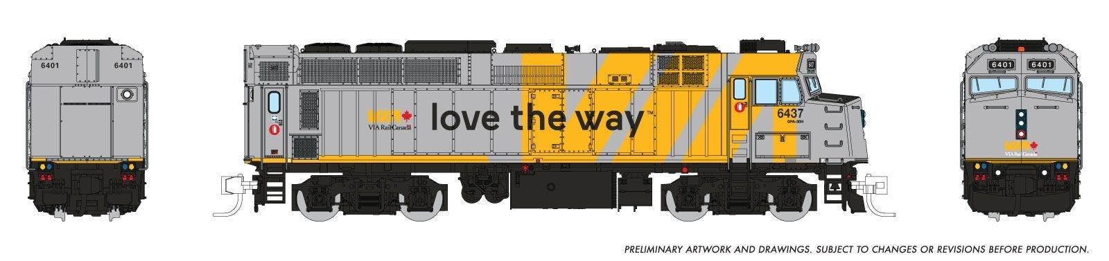 Rapido 582012 N Rebuilt F40PH-2D (DC/Silent): VIA Rail Love The Way Wrap: #6416