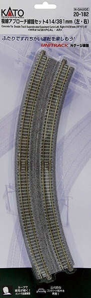 Kato 20-182 N Scale Unitrack 414mm/381mm Radius 22.5º CT Double Curve Track