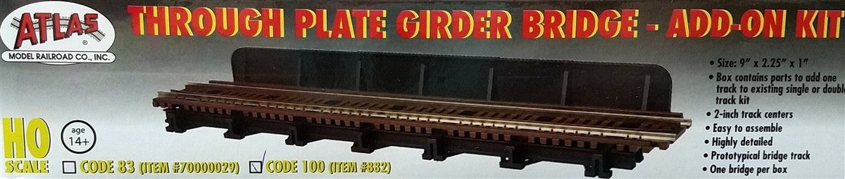 Atlas 882 HO Scale Code 100 Through Plate Girder Bridge Add-On Kit - New