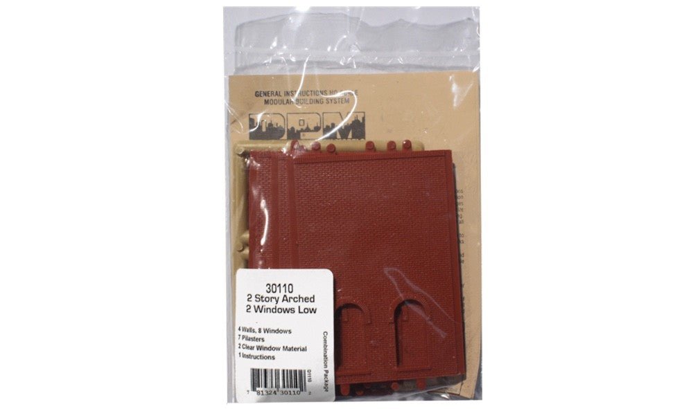 DPM 30110 HO Scale MBS Two - Story Arched 2 - Window (Low) Wall Section - Oakville Model Trains Depot