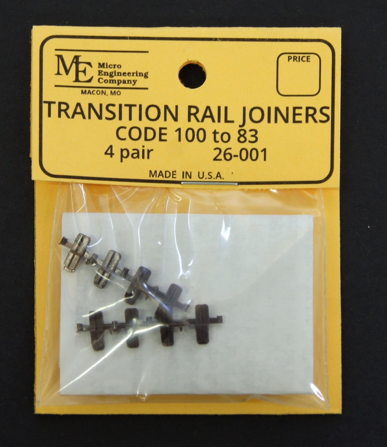 Micro Engineering 26-001 HO Scale Transition Rail Joiners Code 100 to 83 - 4pair
