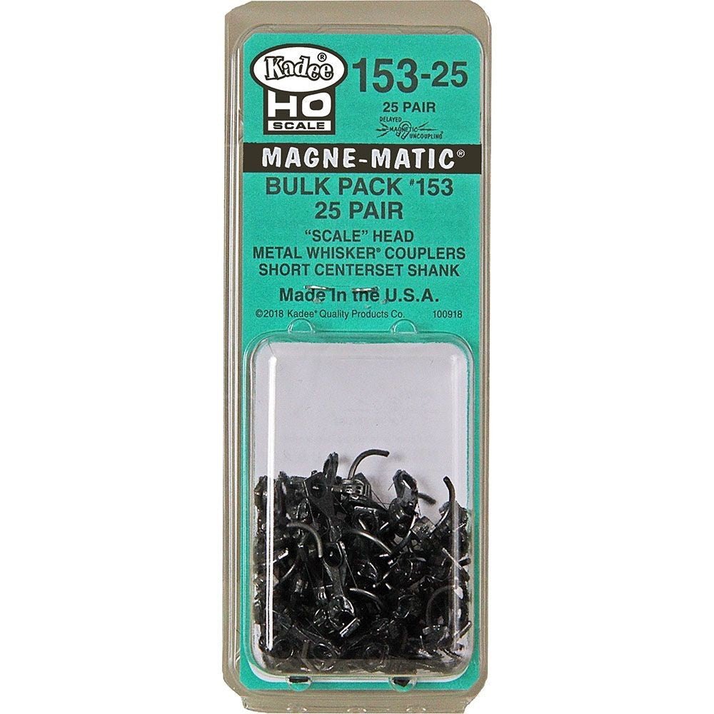 Kadee 153 - 25 HO Scale Bulk Pack - 25 pair 153 Scale Whisker® Metal Couplers - Short - Oakville Model Trains Depot