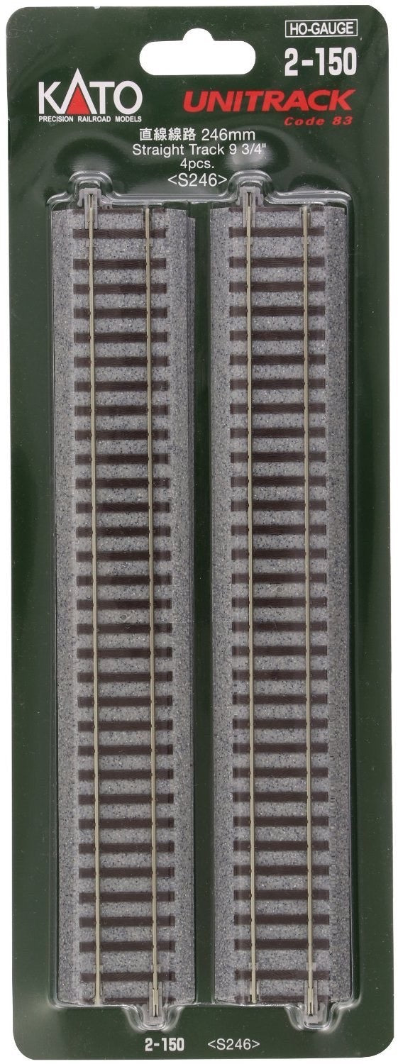 Kato 2-150 HO Scale Unitrack 246mm 9-3/4" Straight Track - 4pcs