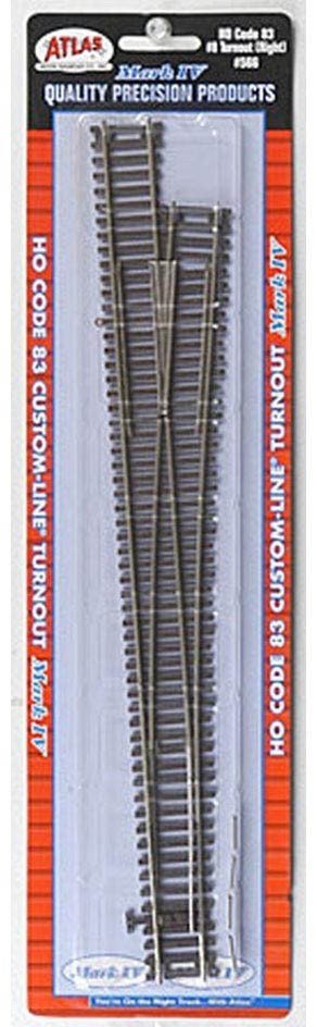 Atlas 566 HO Scale Code 83 8 Custom - Line(R) Mark IV RH Right Hand Turnout - Oakville Model Trains Depot
