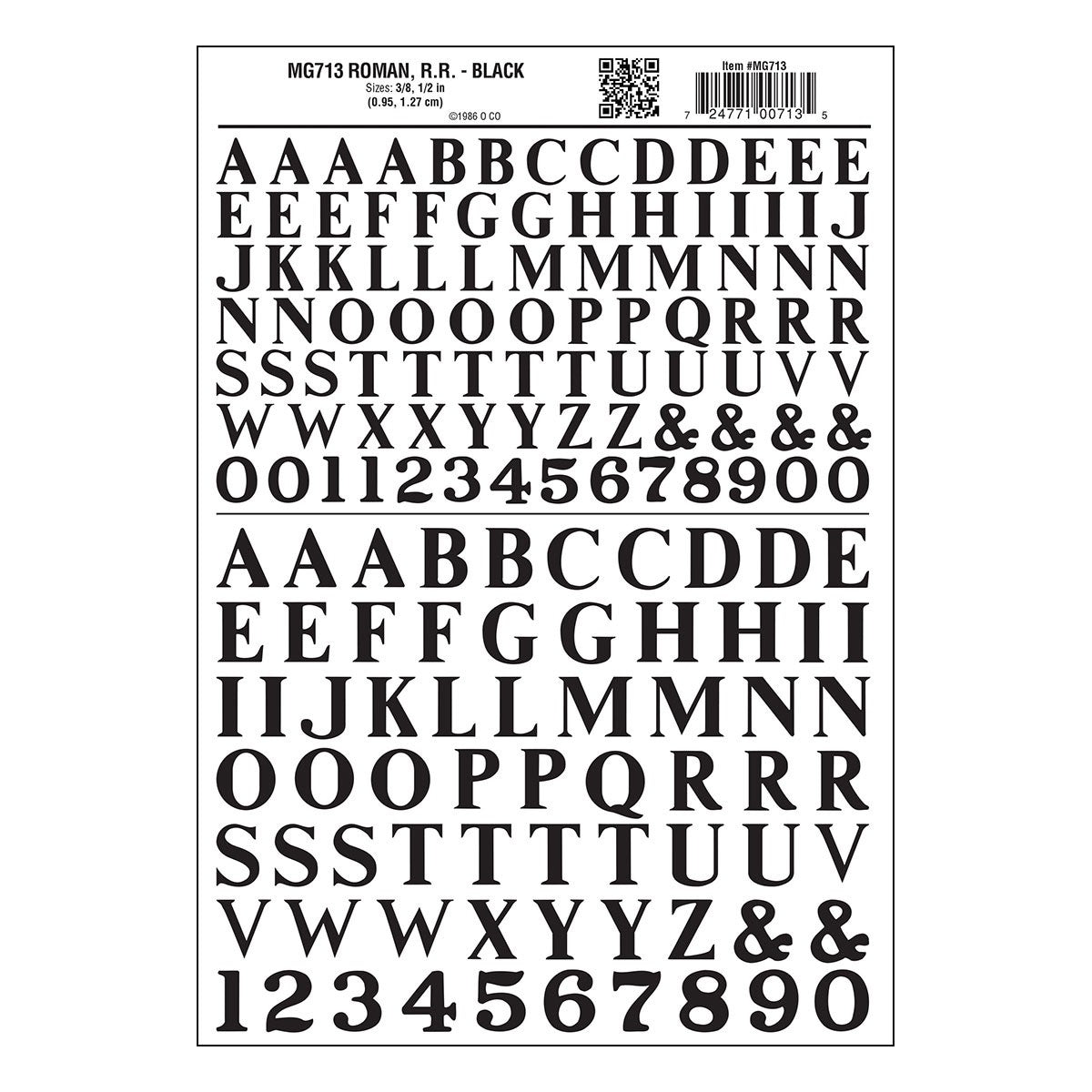 Woodland Scenics MG713 Roman R.R. Black Decals - Oakville Model Trains Depot