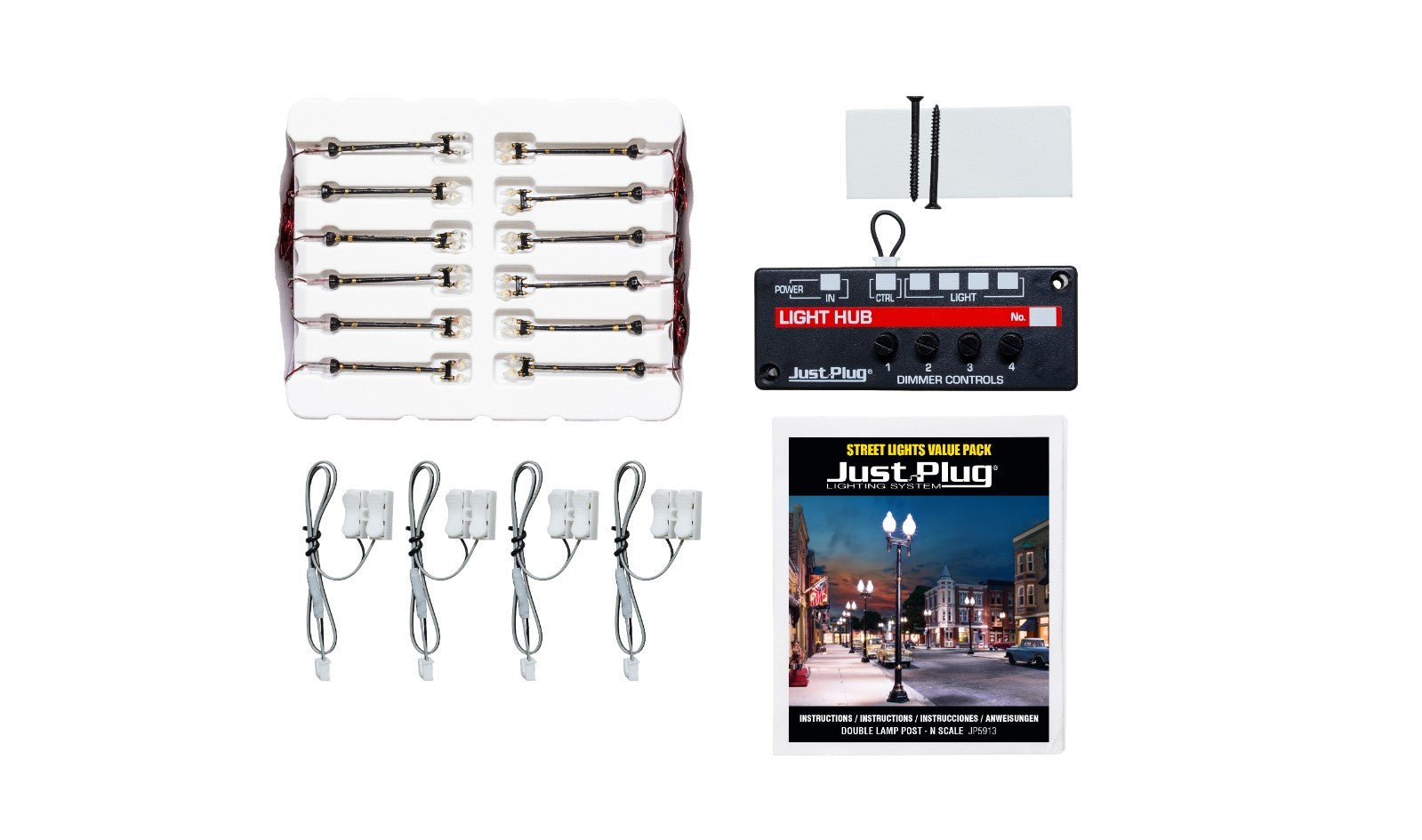 Woodland Scenics JP5913 N Scale Double Lamp Post Value Pack Just Plug - New
