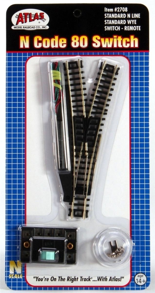 Atlas 2708 N Scale Code 80 Standard Wye/Y Turnout w/Remote Switch - Oakville Model Trains Depot