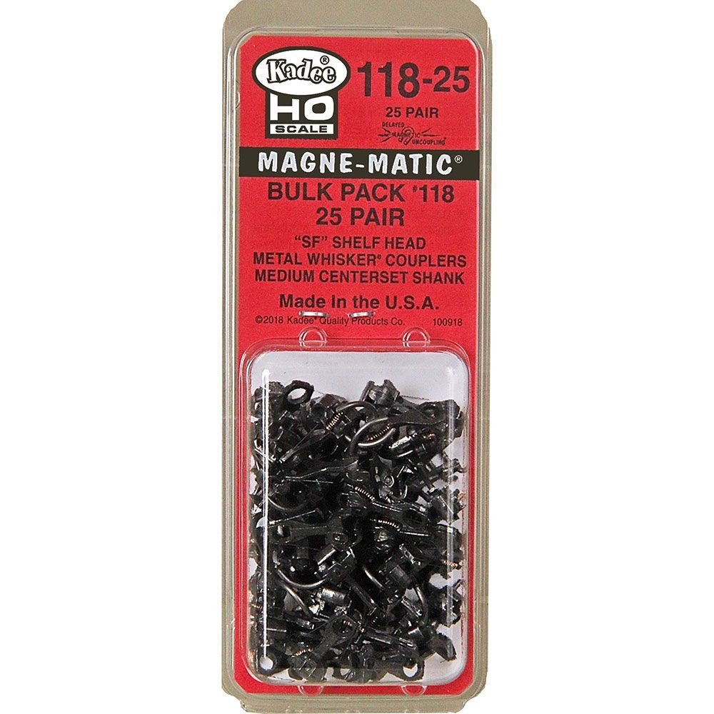 Kadee 118 - 25 HO Scale Bulk Pack - 25 pair 118 SF Shelf Whisker Metal Couplers - Oakville Model Trains Depot