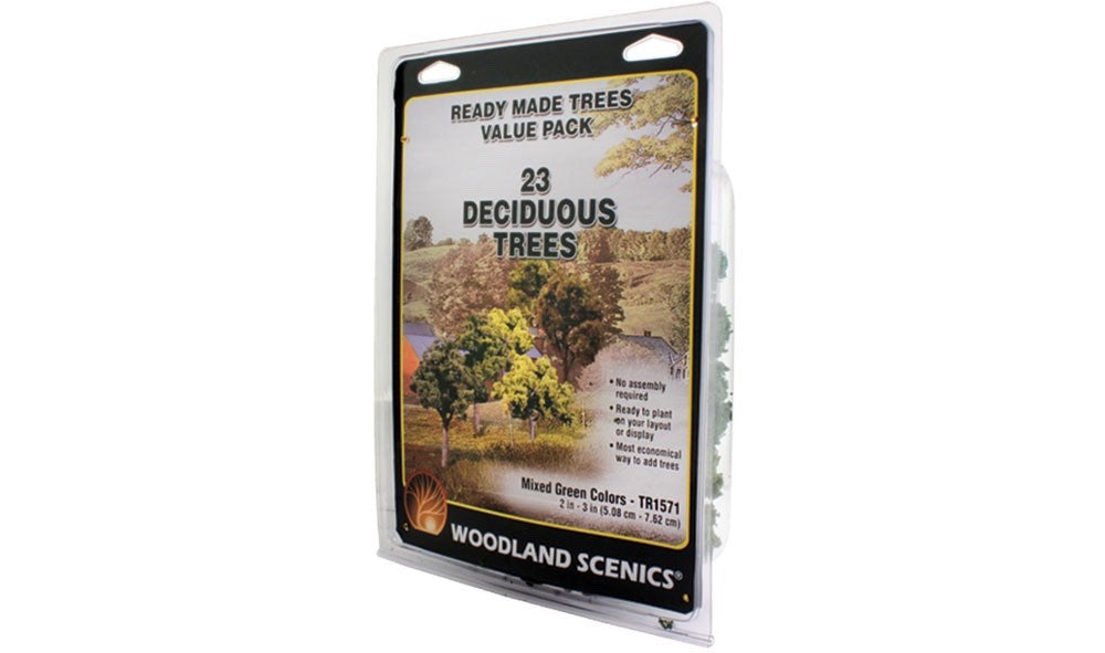 Woodland Scenics TR1571 Ready Made Trees™ Value Pack 2"-3" Mixed Green - 23pcs