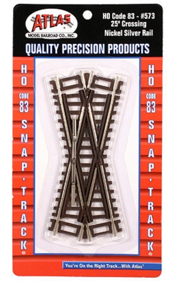 Atlas 573 HO Scale Code 83 Snap Track 25 Degree Crossing