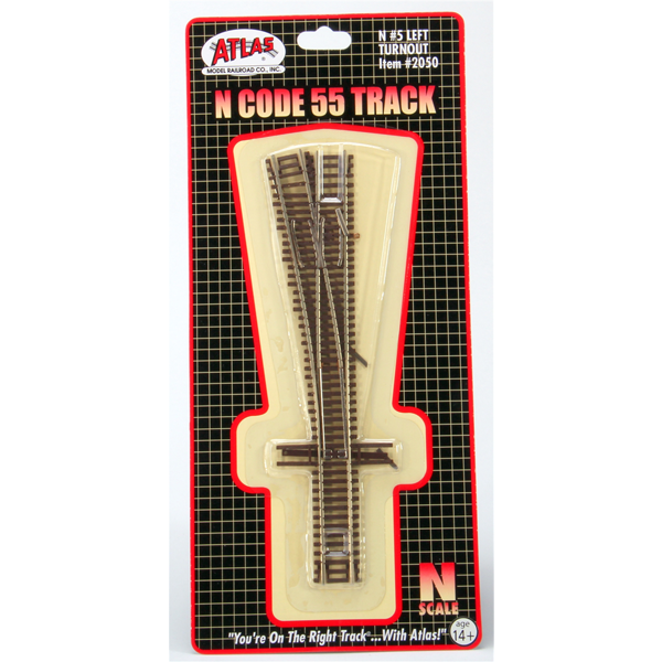 Atlas 2050 N Scale Code 55 LH Left Hand #5 Turnout