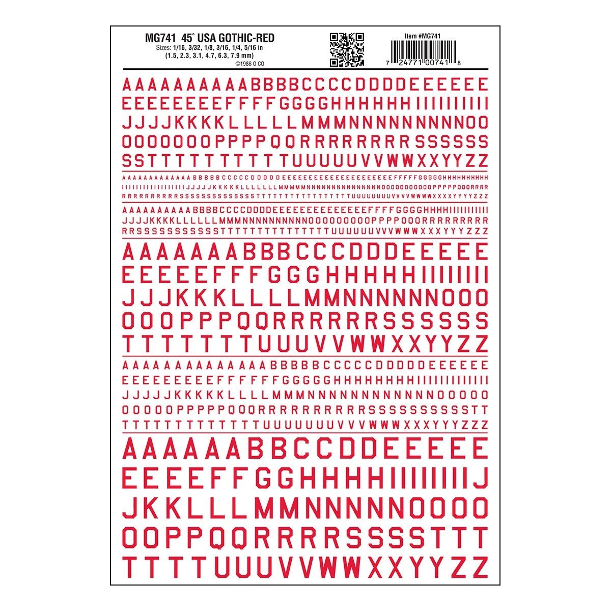 Woodland Scenics MG741 45° USA Gothic Red Decals - Oakville Model Trains Depot