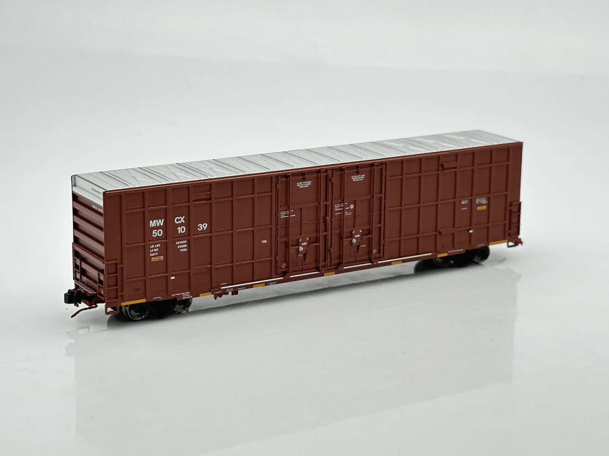 Aurora Miniatures 602092 N Scale Greenbrier 7550 cf 60' Plate F Boxcar — MWCX 501017 - Oakville Model Trains Depot