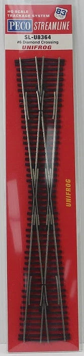 Peco SL-U8364 HO Scale Code 83 Unifrog #6 Diamond Crossing - New