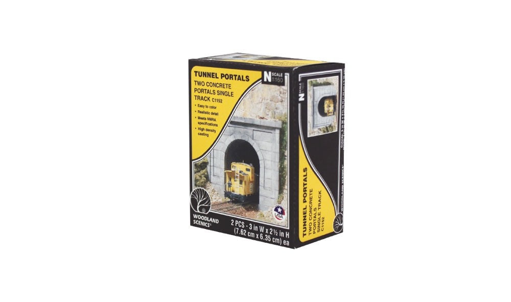 Woodland Scenics 1152 N Scale Concrete Single Tunnel Portal 2pcs - New