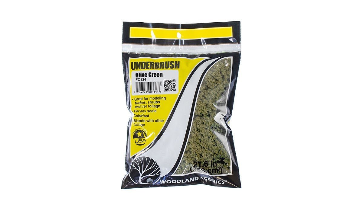 Woodland Scenics FC134 Underbrush Olive Green Bag - Oakville Model Trains Depot