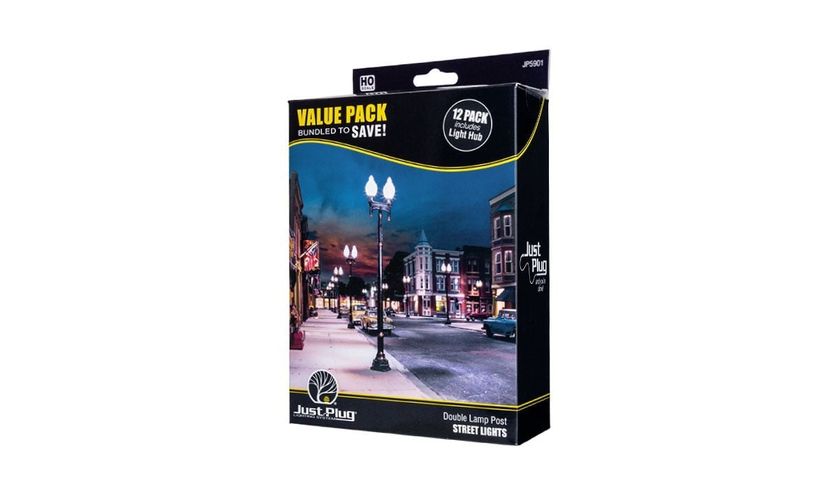 Woodland Scenics JP5901 HO Double Lamp Post Value Pack Just Plug - New