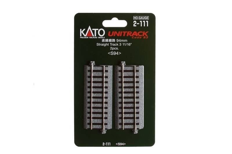 KATO 2 - 111 HO Scale Unitrack 94mm (3 - 11/16") Straight Track - 2 - Pack - Oakville Model Trains Depot
