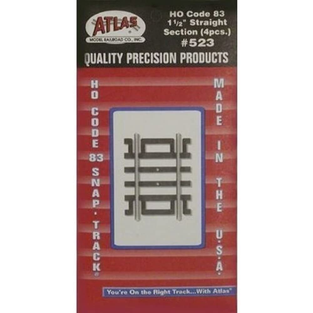Atlas 523 HO Scale Code 83 1.5" Straight Track - 4pcs - Oakville Model Trains Depot