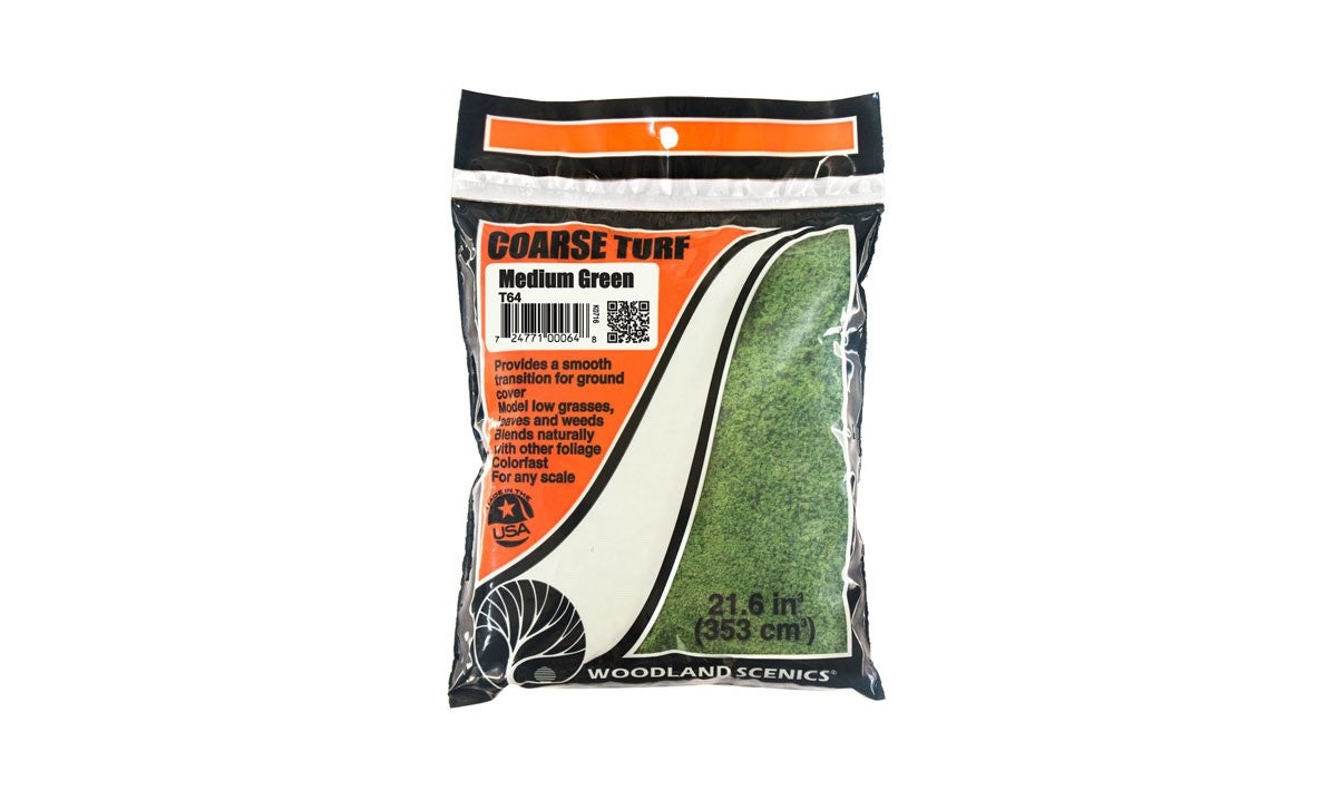 Woodland Scenics T64 Coarse Turf Medium Green Bag