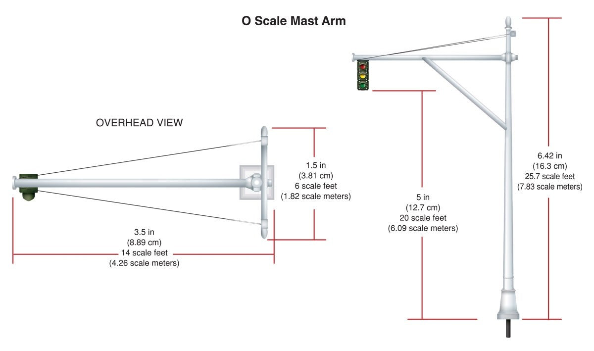 Woodland Scenics JP5666 O Scale Mast Arm Traffic Lights