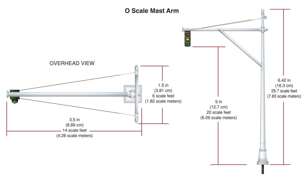 Woodland Scenics JP5666 O Scale Mast Arm Traffic Lights - Oakville Model Trains Depot