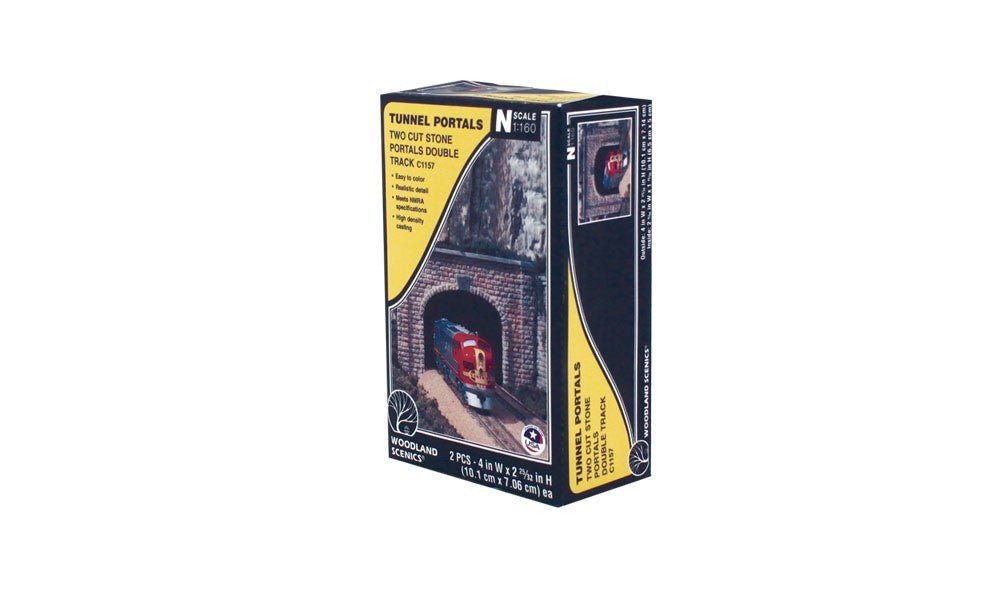 Woodland Scenics 1157 N Scale Cut Stone Double Tunnel Portal 2pcs - Oakville Model Trains Depot