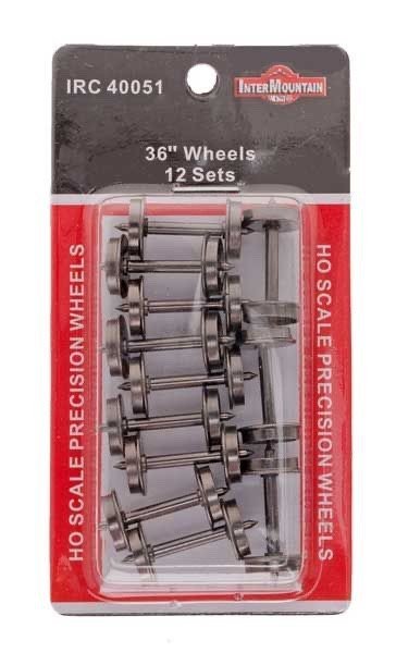 InterMountain 40051 HO Scale 36" Metal Insulated Wheelsets .110" Tread Width 12pcs - Oakville Model Trains Depot