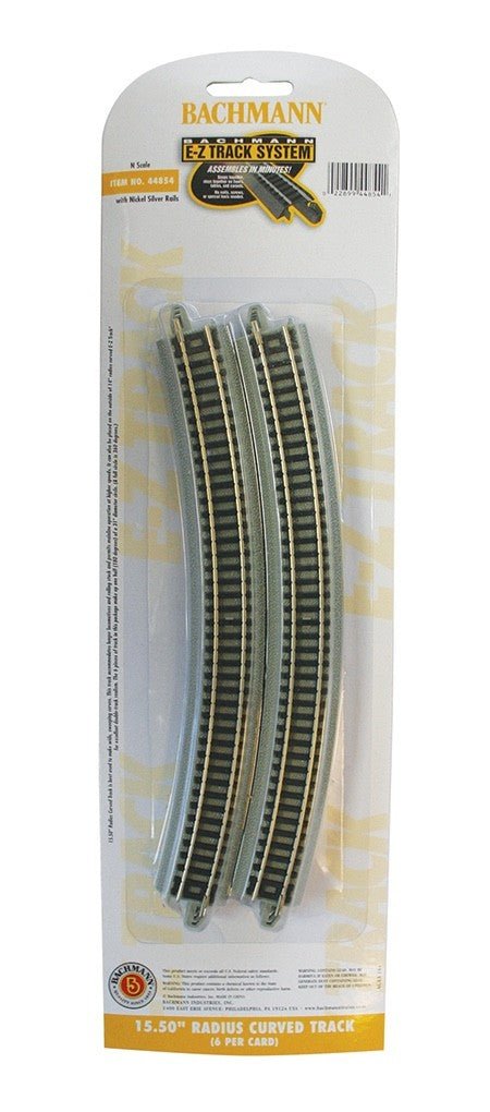 Bachmann 44854 N Scale EZ - Track 15.50" Radius Curved Track - 6pcs - Oakville Model Trains Depot