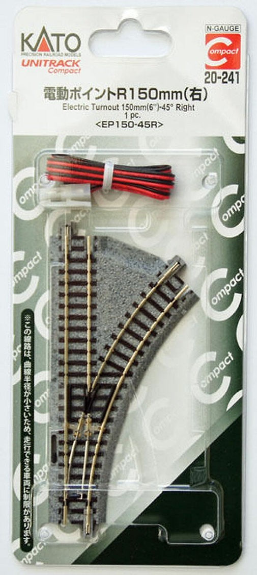 KATO 20-241 N Scale Compact Electric Turnout 150mm 45 Right - New