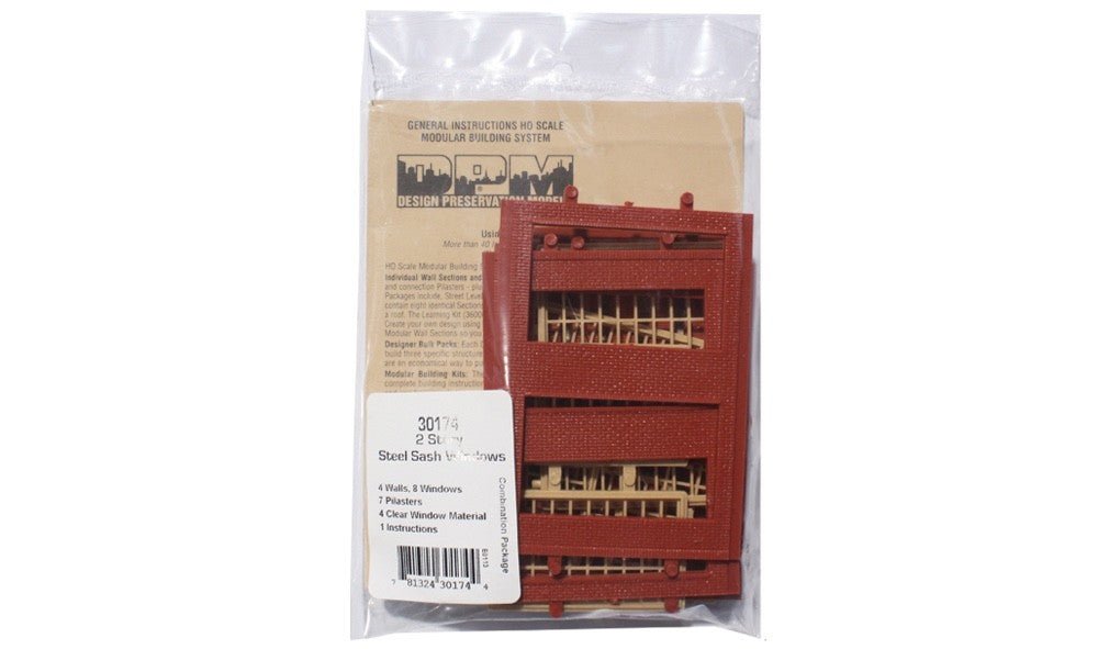 DPM 30174 HO Scale MBS Two - Story Steel Sash Window Wall Section - Oakville Model Trains Depot