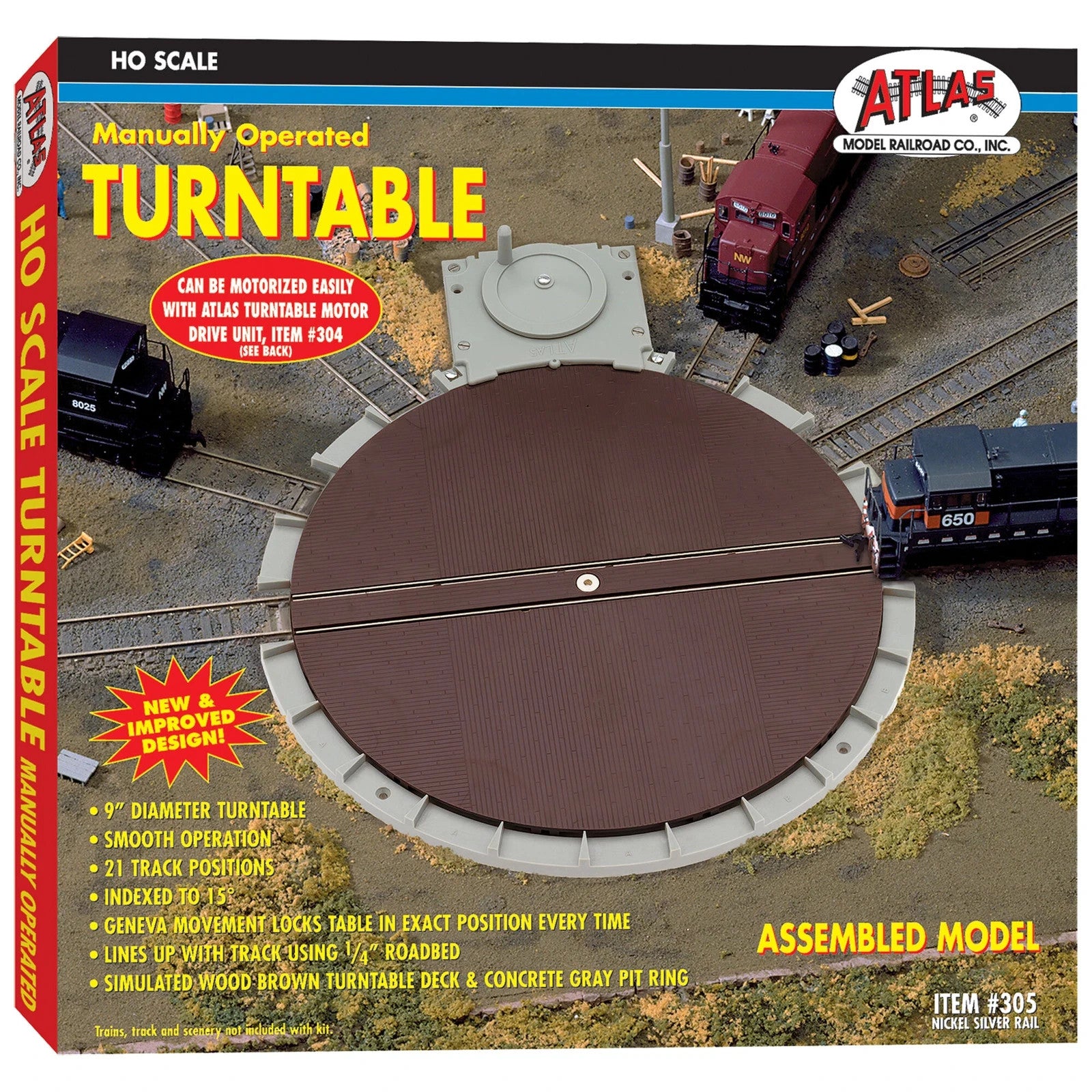 Atlas #305 HO Scale Train Turntable Manually Operated w/ 21 Track Positions