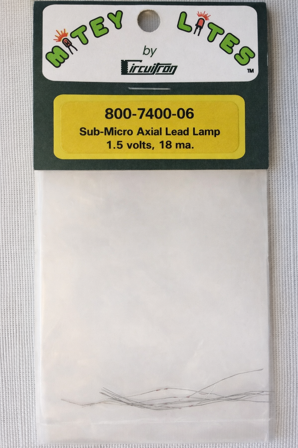 Circuitron 7400-06 Sub-Micro 0.75mm Lead Lamp 1.5 Volts 18 ma. - 6pcs