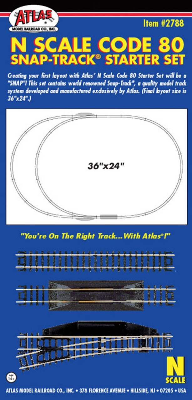 Atlas 2788 N Scale Code 80 Snap Track Starter Set - New