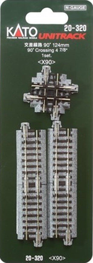KATO 20 - 320 N Scale Unitrack X90 124mm (4 - 7/8") 90° Crossing - Oakville Model Trains Depot
