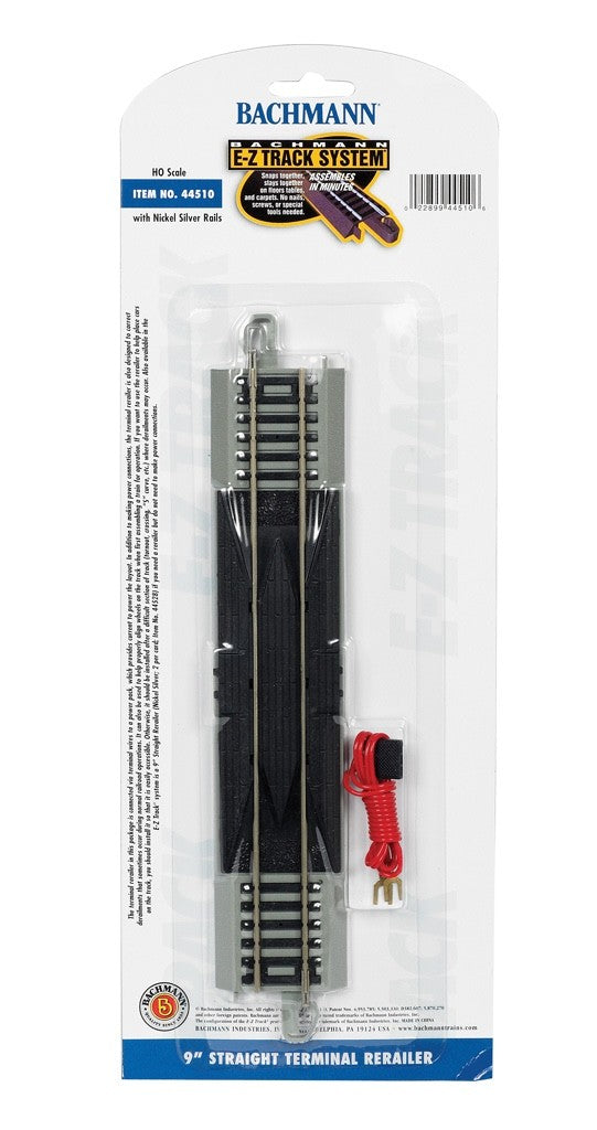 Bachmann 44510 HO Scale EZ-Track 9" Straight Terminal Rerailer With Wire