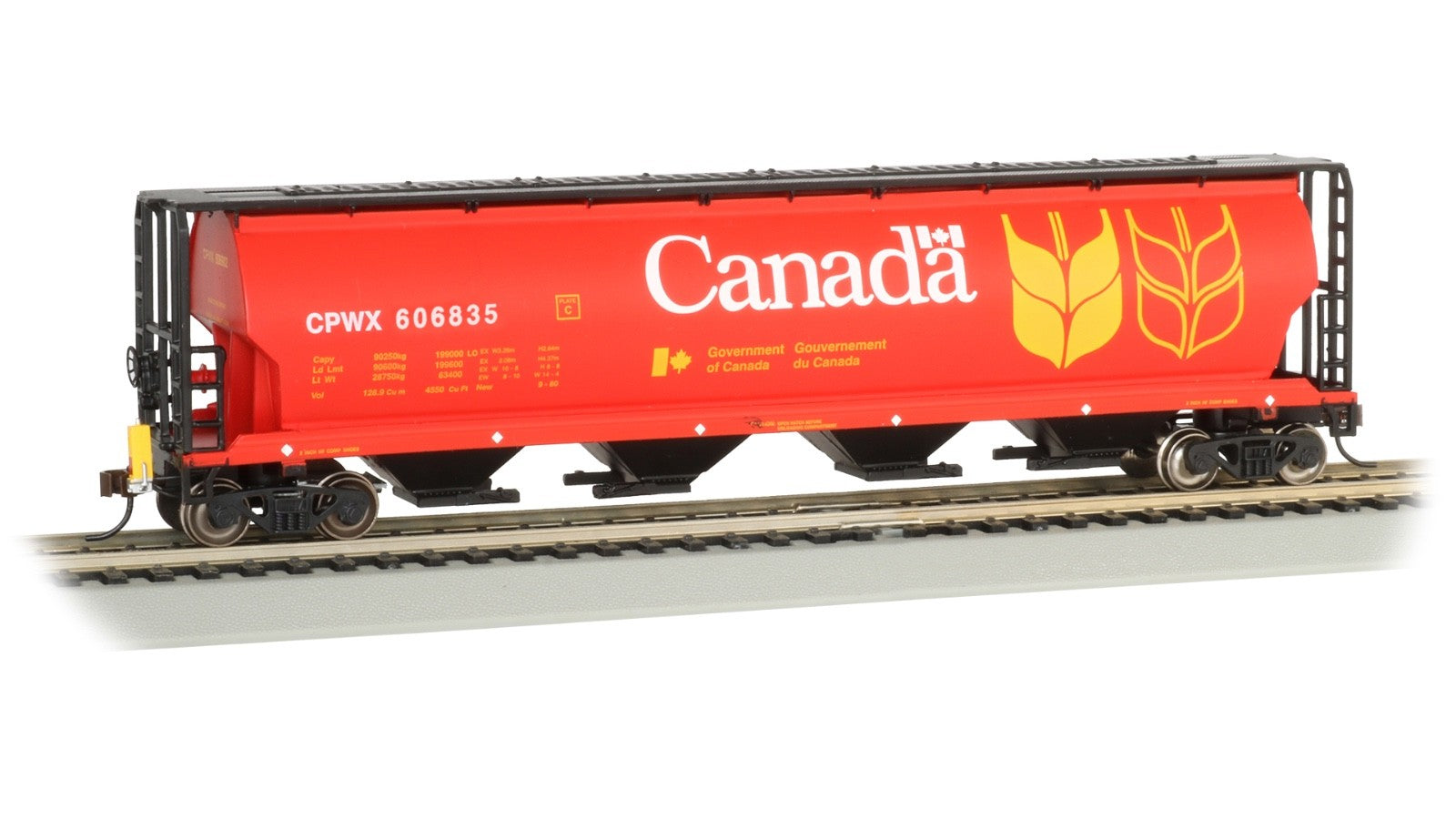 Bachmann 73801 HO Cylindrical Grain Hopper w/ EOT Flasher CPWX #606835
